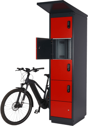 Laddskåp med eluttag för elcyklar och elscootrar – brandsäkert och anpassningsbart